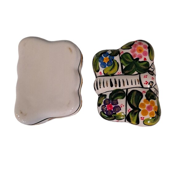 Mexican Pottery Butterfly Trinket Box Dia de los Muertos GLOWS - Picture 6 of 10